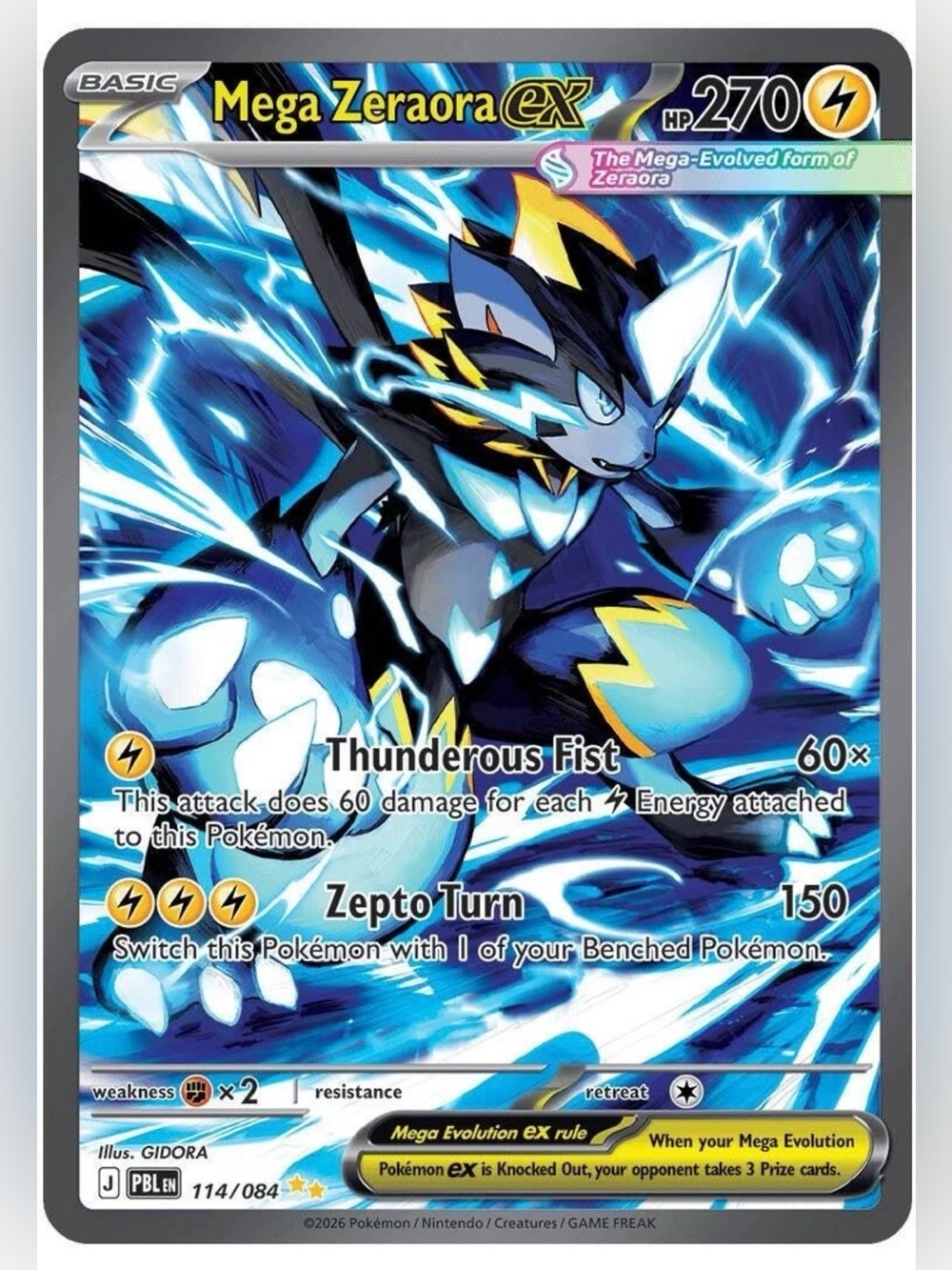 Pokémon Mega Zeraora ex 114/084 SIR Pitch Black Rare Holo Card